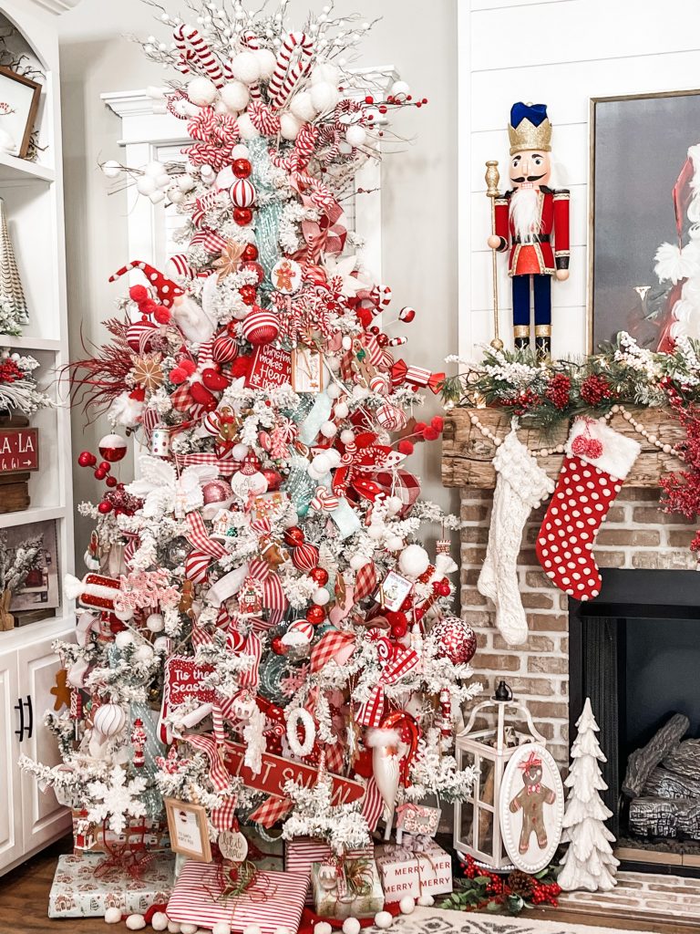 red and white living room