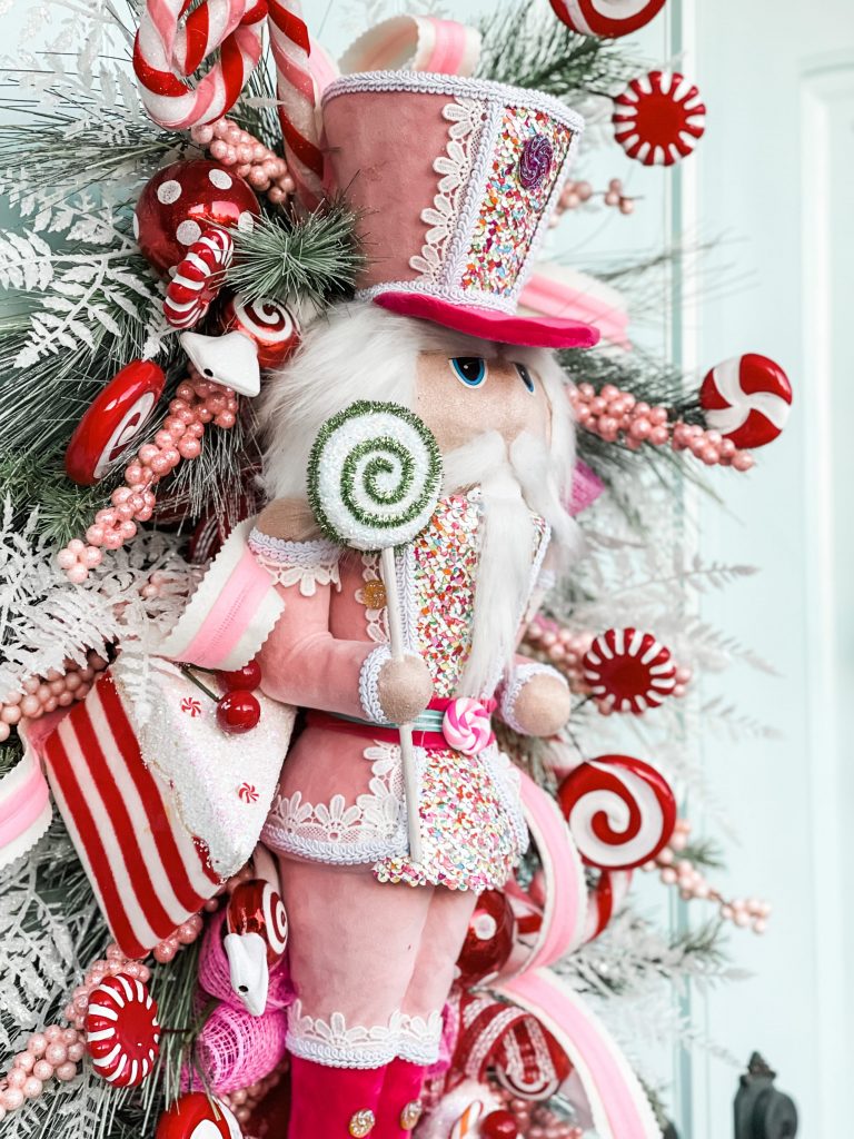 nutcracker on a christmas wreath