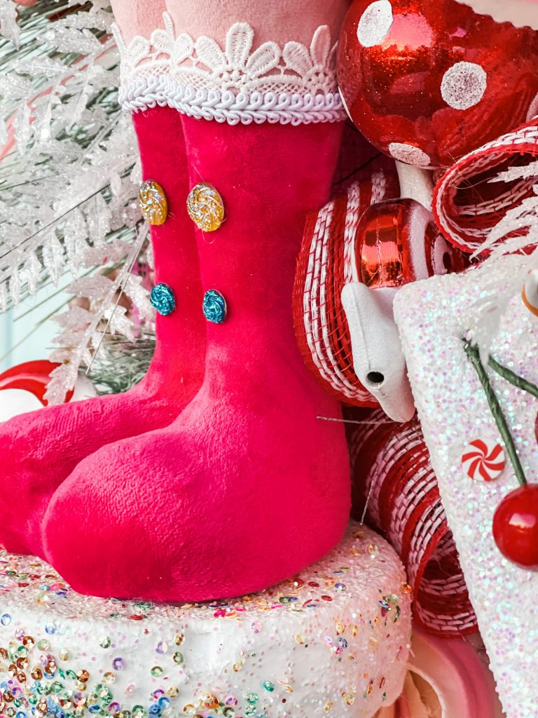 nutcracker boots on christmas wreath