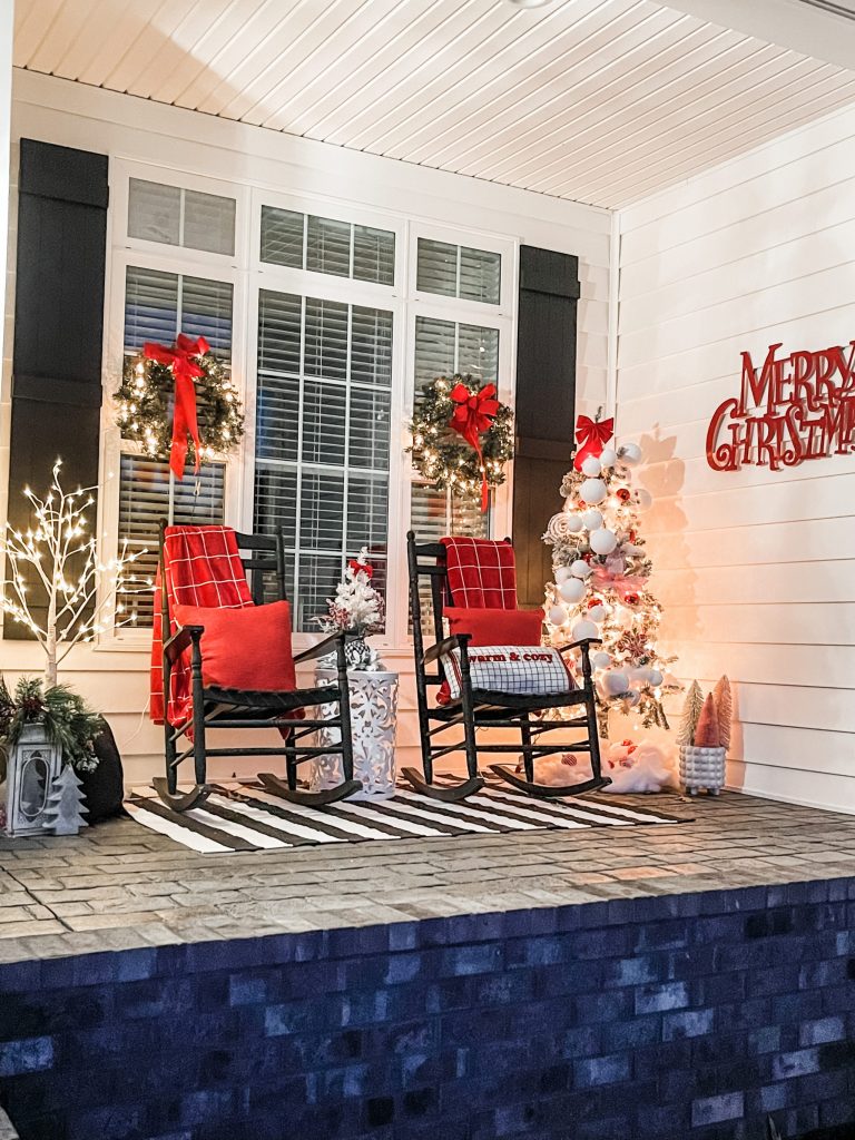 christmas porch at night