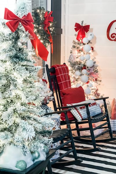 christmas porch at night