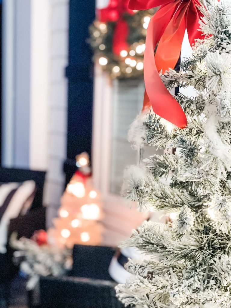 christmas porch at night