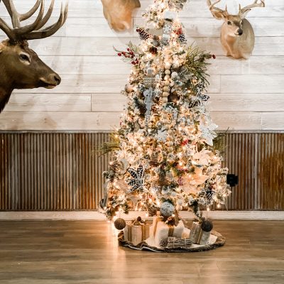 rustic Christmas basement