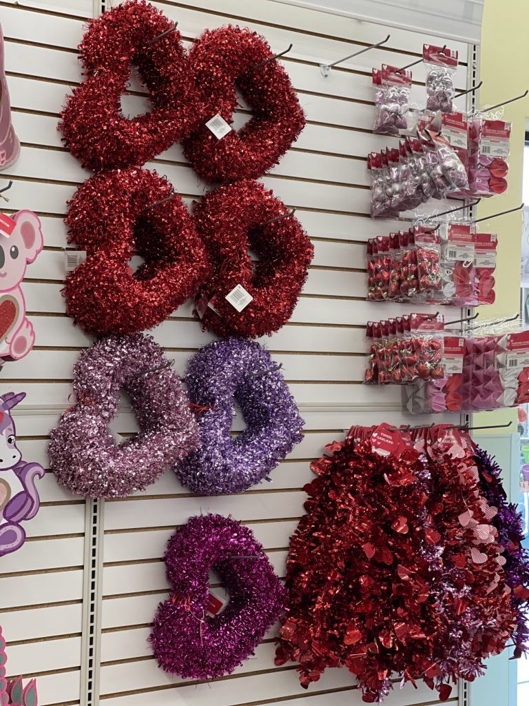 valentine decor at dollar tree