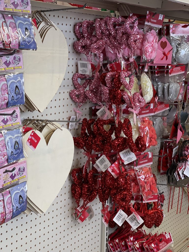 valentine decor at dollar tree