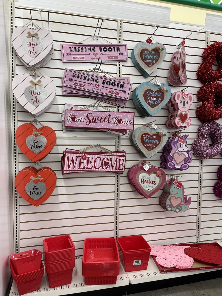 valentine decor at dollar tree