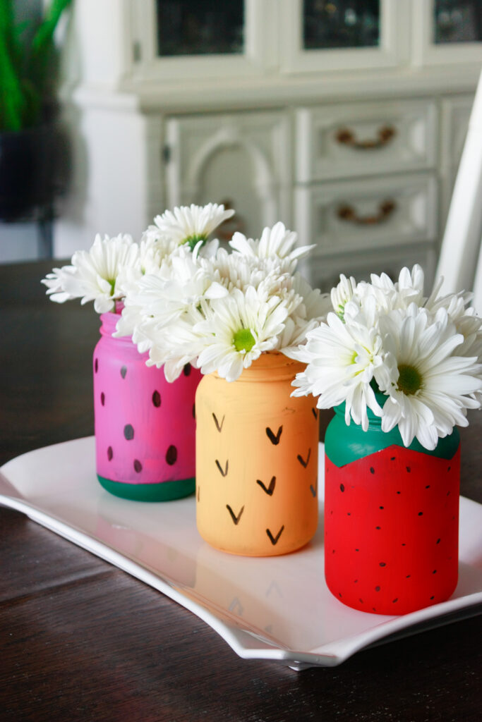 DIY Fruit centerpiece made out of mason jars