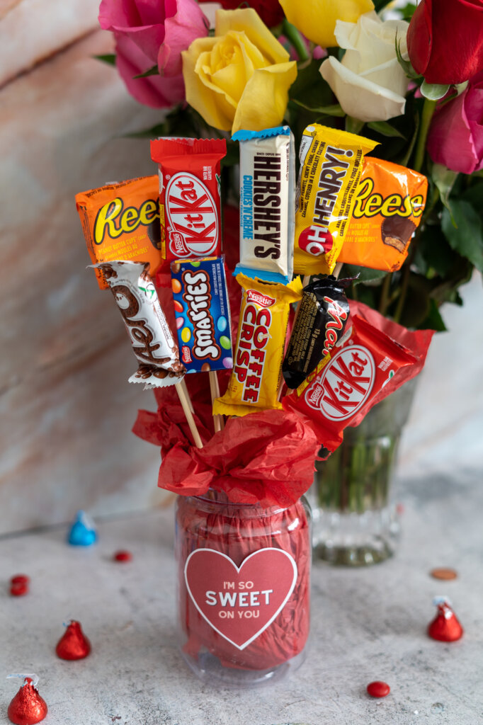 Candy Bouquet Mason jar craft