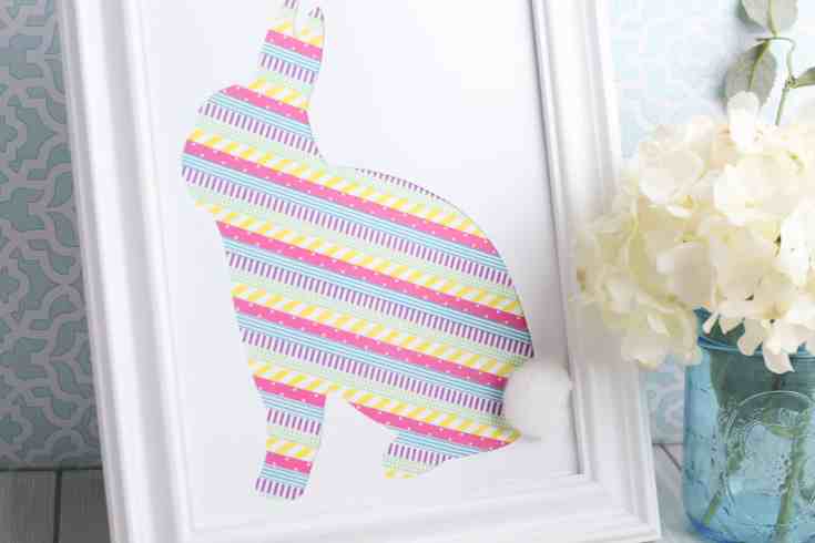 Bunny in frame made out of washi tape making a cute and Easy DIY Easter Decor