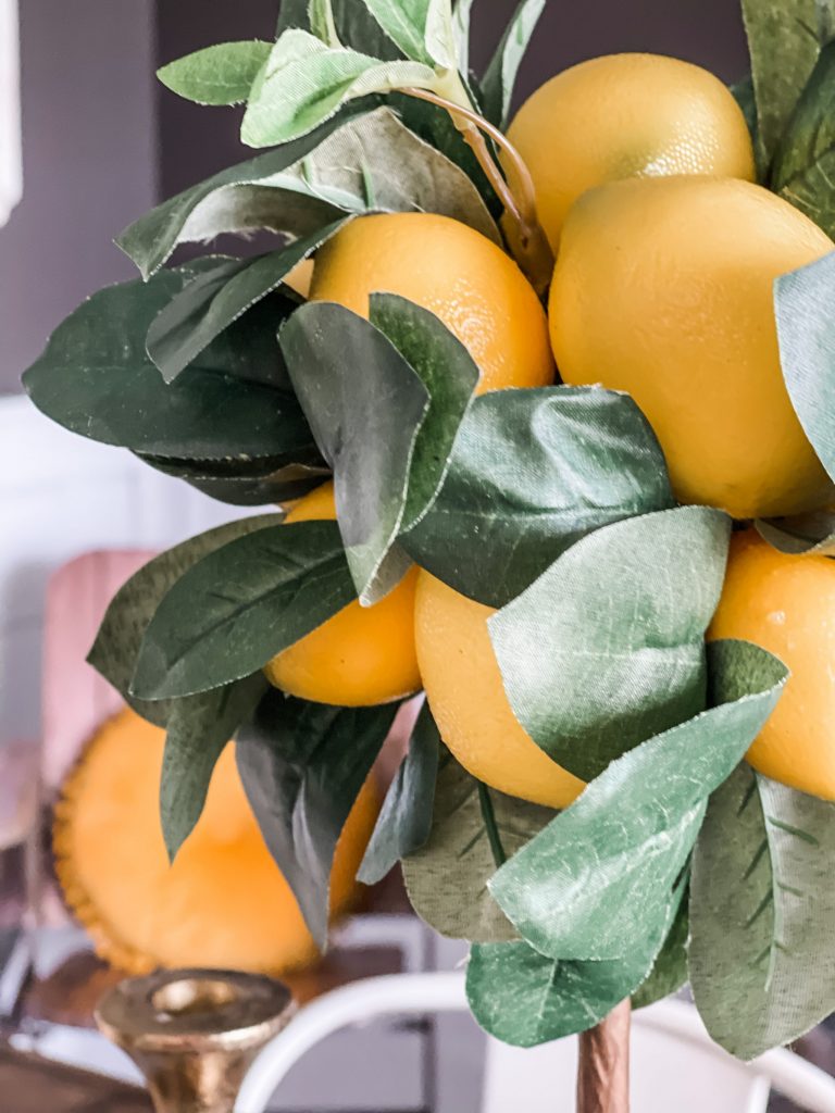 faux lemon greenery on dining table