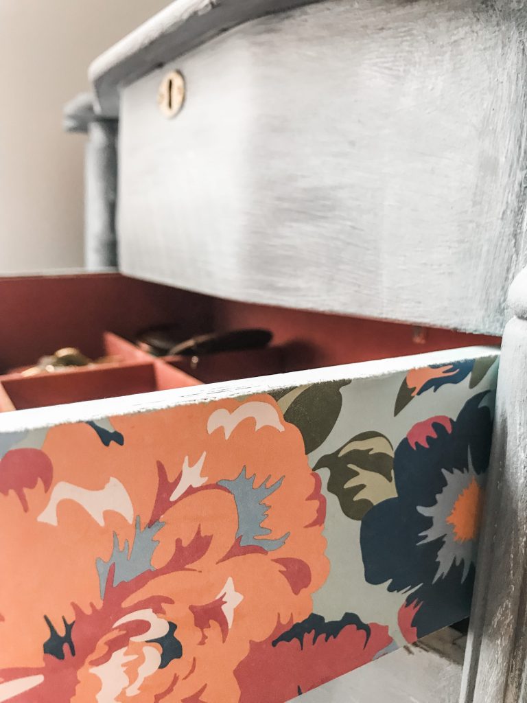 drawers with mod podged scrapbook paper