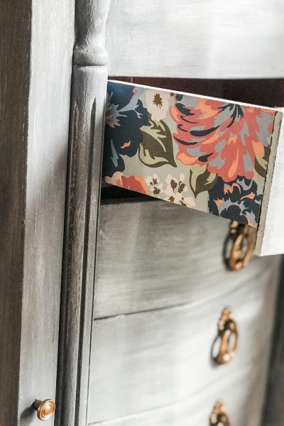 drawers with mod podged scrapbook paper
