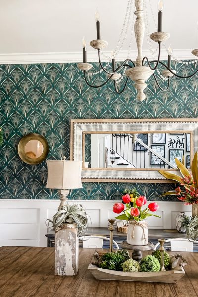 peel and stick wallpaper in the dining room