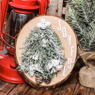 diy wood slice Christmas tree decor