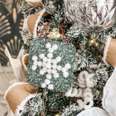 diy snowflake ornament with pom poms