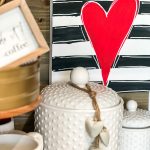 diy painted valentine heart with black and white stripes