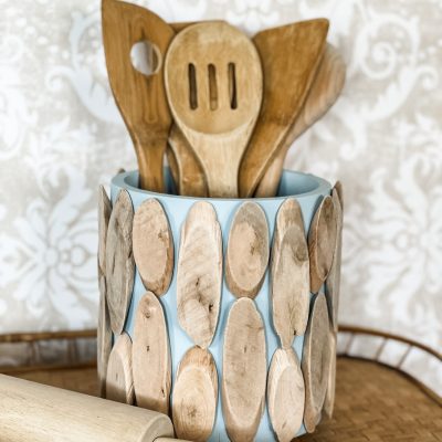 diy driftwood utensil holder