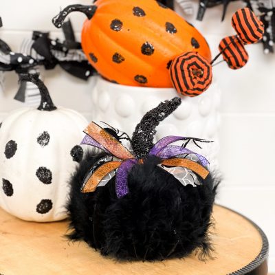 how to make a diy feather covered pumpkin