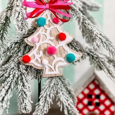 how to update farmhouse christmas ornaments with pom poms
