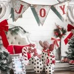 red white and black christmas in the bedroom