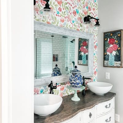 adding wallpaper to the master bathroom