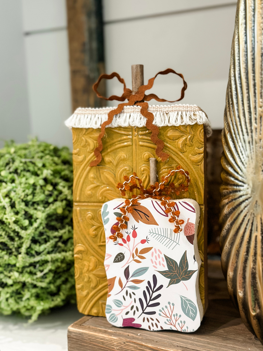 how to makeover big lots pumpkin using dollar tree supplies - Re-Fabbed