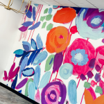 floral abstract mural in my boutique office space