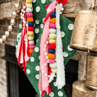 how to add ribbon bundles to your Christmas stockings