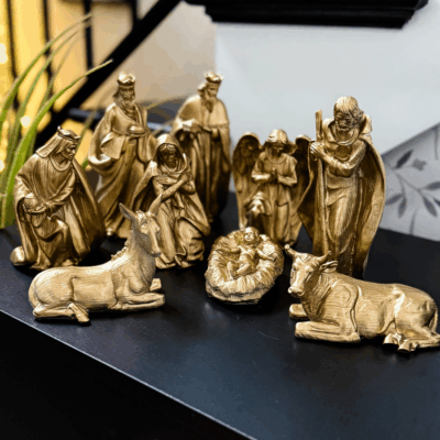 diy spray painted nativity set
