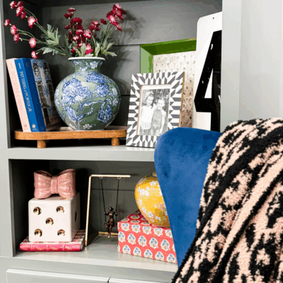 colorful, eclectic styled built ins